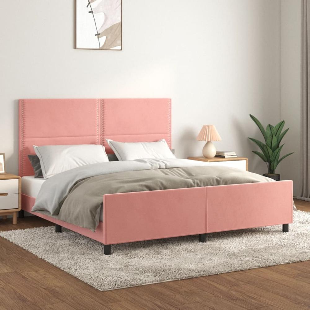 vidaXL Bettgestell mit Kopfteil Rosa 180x200 cm Samt 3125713 Bild 1