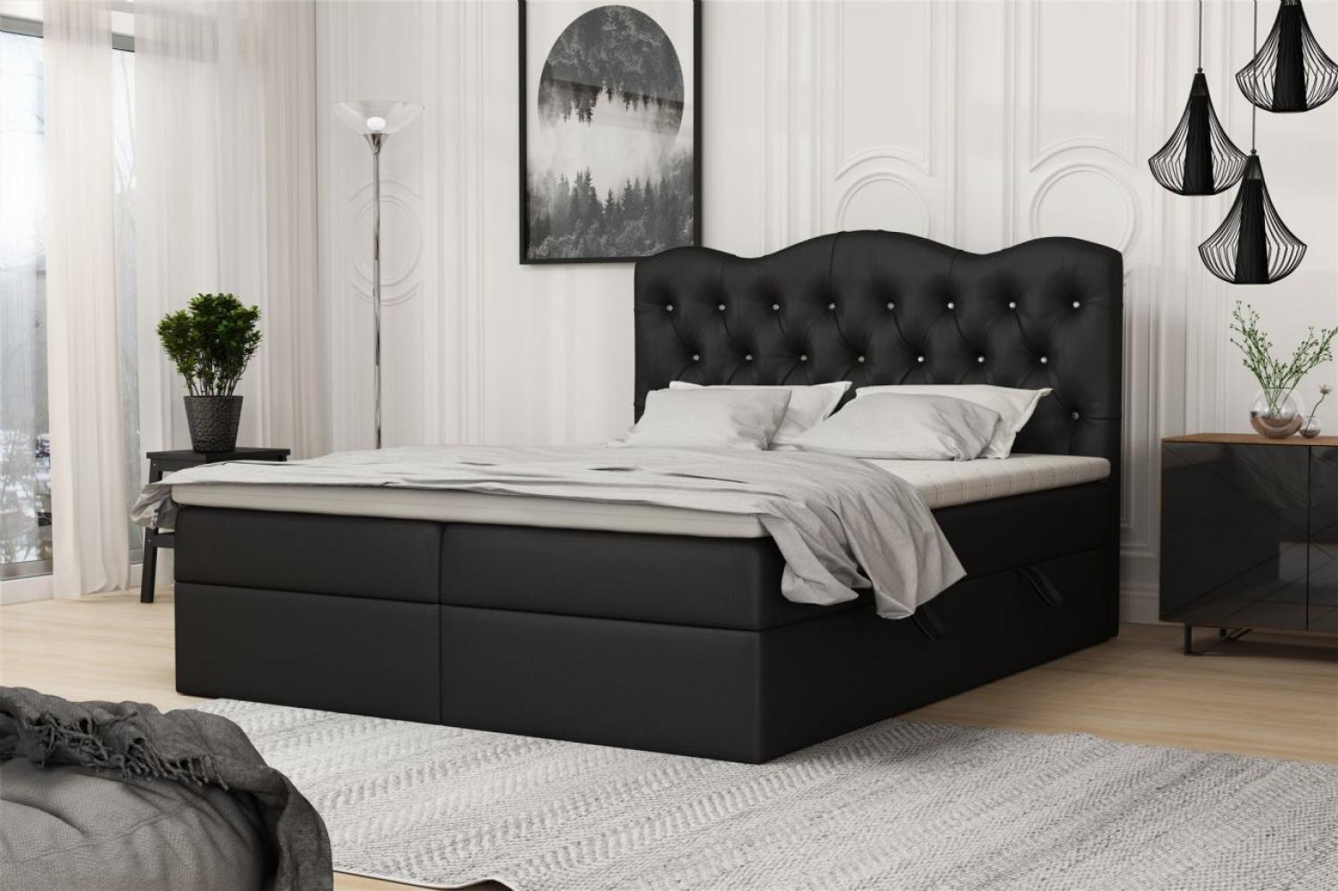 Boxspringbett Schlafzimmerbett LODOS 140x200cm Kunstleder Soft Schwarz Bild 1