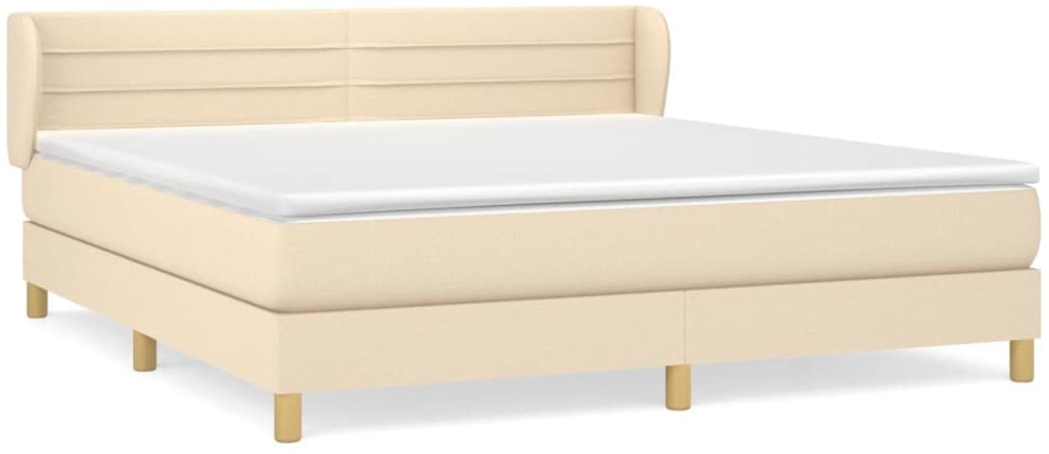 Doppelbett, Polsterbett mit Matratze Hellgrau 140x190 cm Stoff Creme 160x200 cm Bild 1
