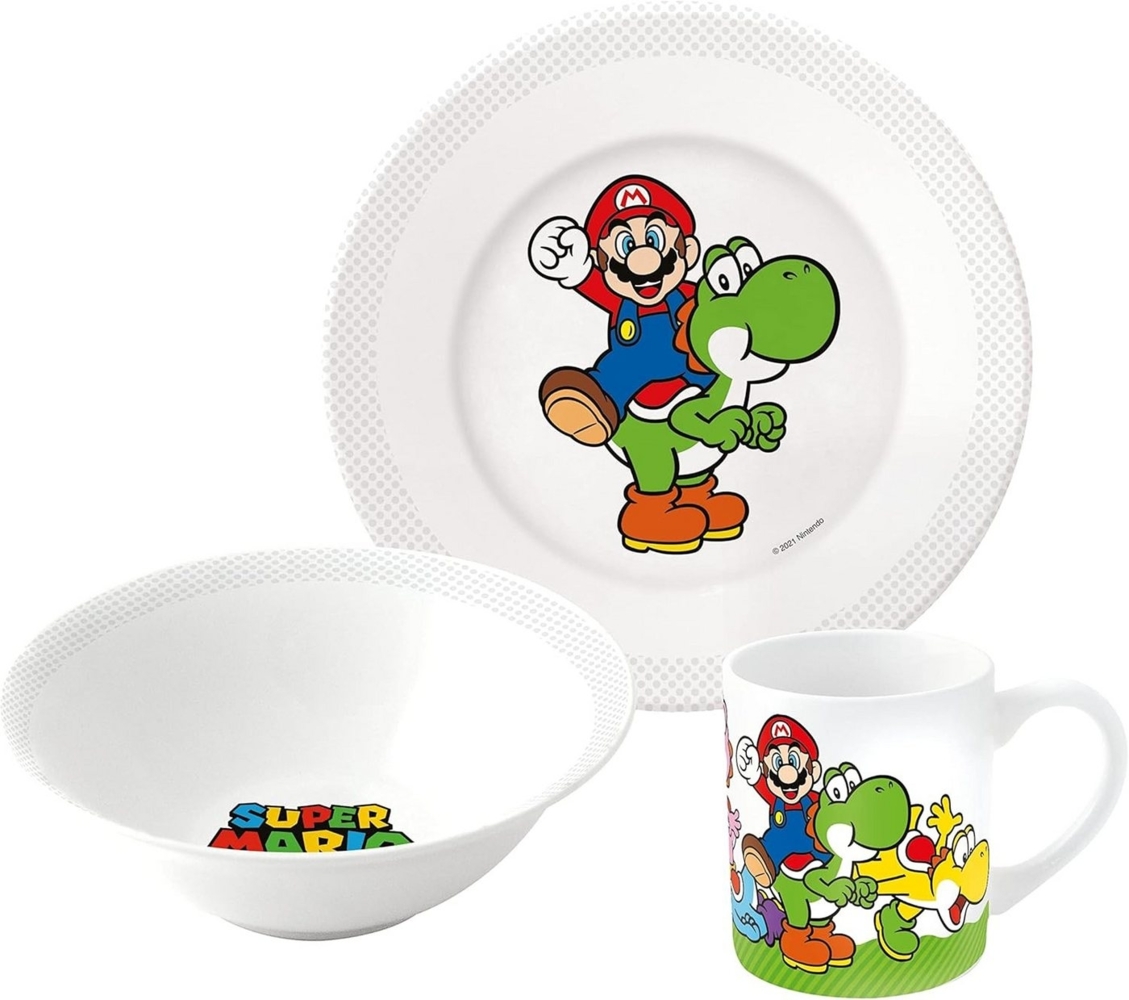 Nintendo Frühstücksteller Nintendo Super Mario Frühstücksset (Schale, Tasse, Teller) Bild 1