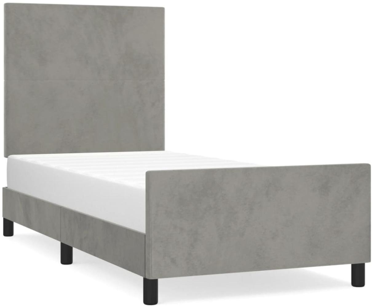 Bettgestell mit Kopfteil Samt Hellgrau 90x200 cm, Härtegrad: H2 [3125611] Bild 1
