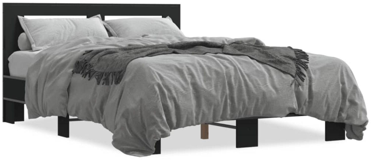 vidaXL Bettgestell Schwarz 140x190 cm Holzwerkstoff und Metall 3280112 Bild 1