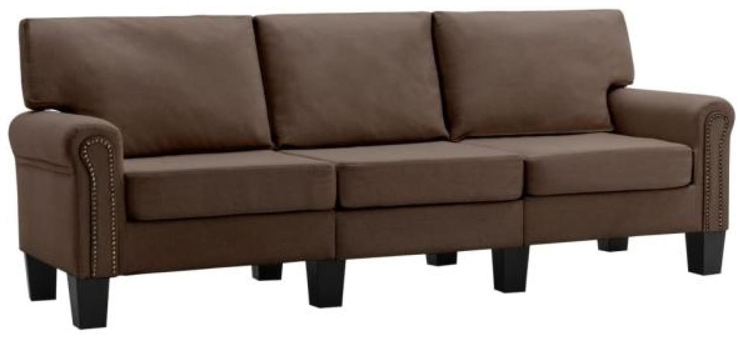 vidaXL 3-Sitzer-Sofa Braun Stoff Bild 1