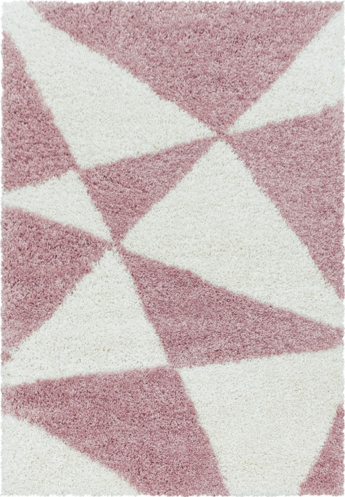 Hochflor Teppich Tarra rechteckig - 140x200 cm - Rosa Bild 1