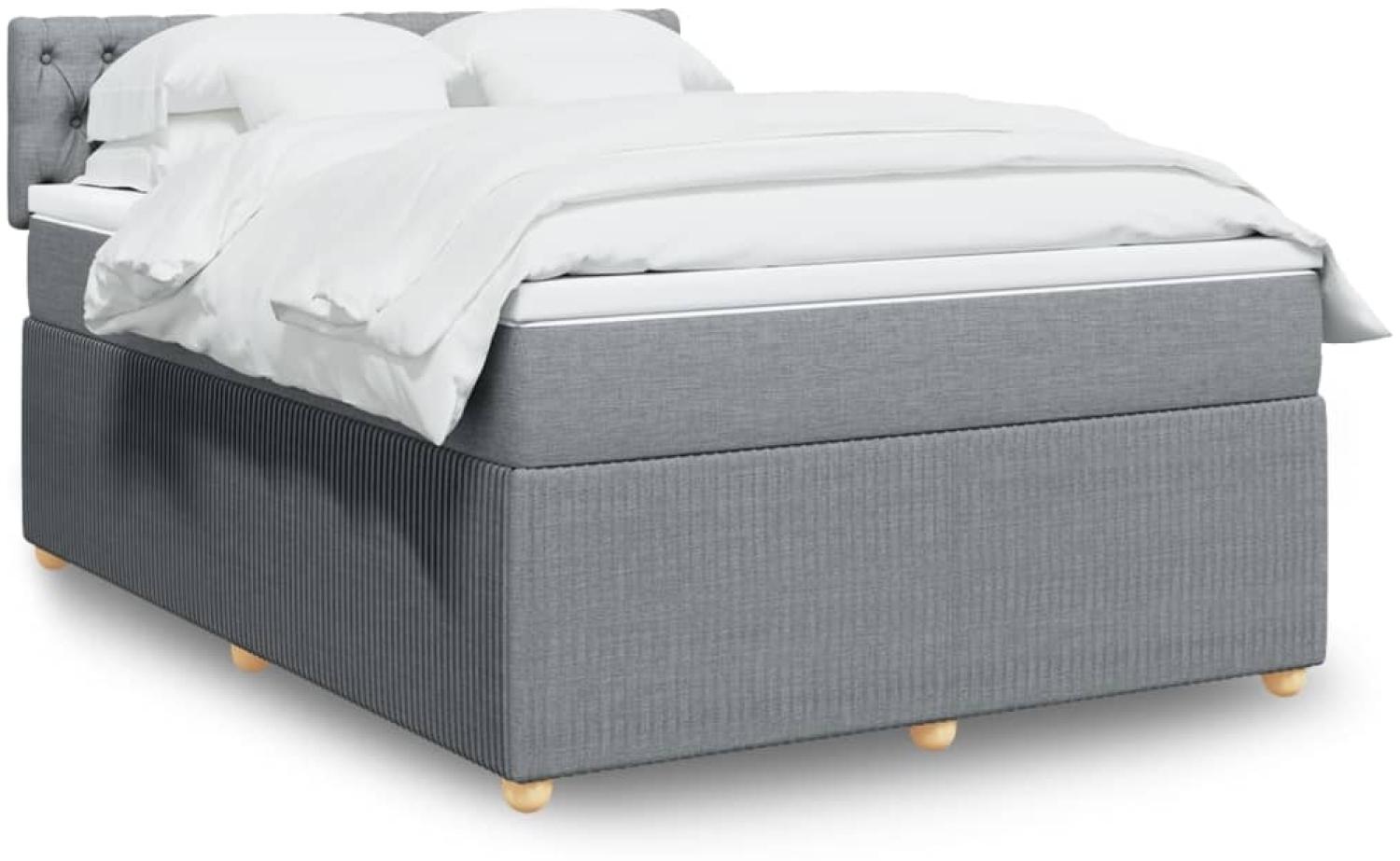 vidaXL Boxspringbett mit Matratze Hellgrau 140x200 cm Stoff 3289786 Bild 1