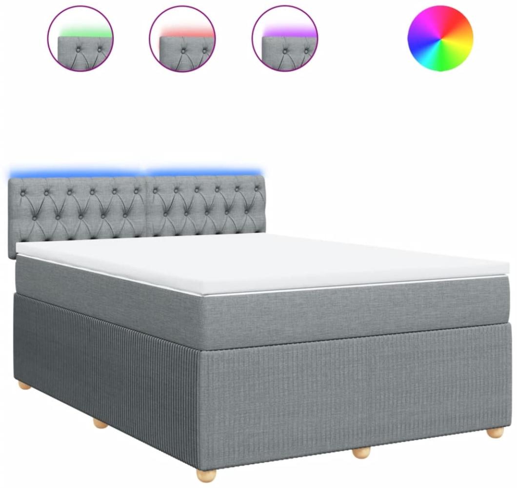 vidaXL Boxspringbett mit Matratze Hellgrau 140x200 cm Stoff 3289786 Bild 1