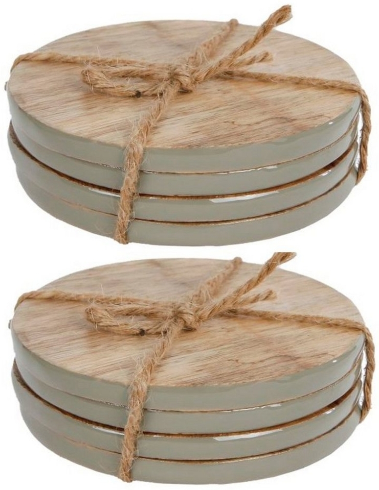 Macosa Home Getränkeuntersetzer Glasuntersetzer Untersetzer rund Holz Tischdeko Platzset, Zubehör für Flaschen Gläser Tassen, 8er Set, 8-tlg. Bild 1