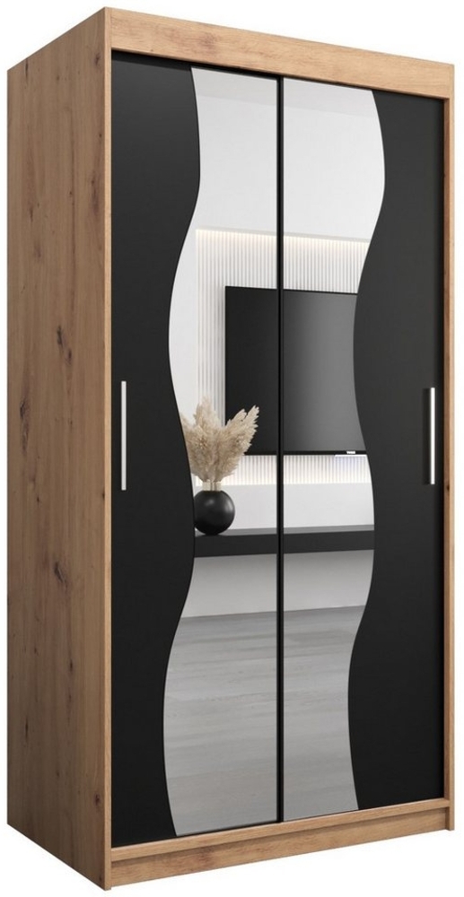 ABIKS MÖBEL Schwebetürenschrank MADRYT Schlafzimmerschrank - mit Spiegel, Kleiderstange und Regalen Bild 1