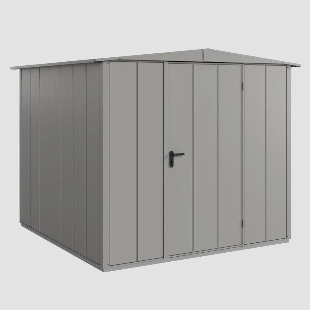 Hörmann Ecostar Metall-Gerätehaus Elegant mit Satteldach Typ 2, 238 x 238 cm , graualuminium, 5,7 m²,1-flüglige Tür Bild 1