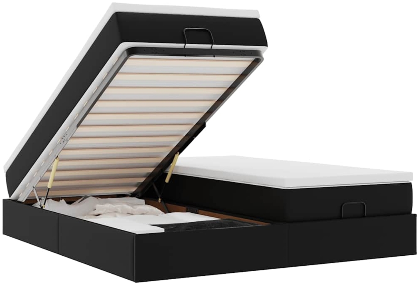 vidaXL Ottoman-Bett mit Matratzen Schwarz 200x200 cm Kunstleder 3311229 Bild 1