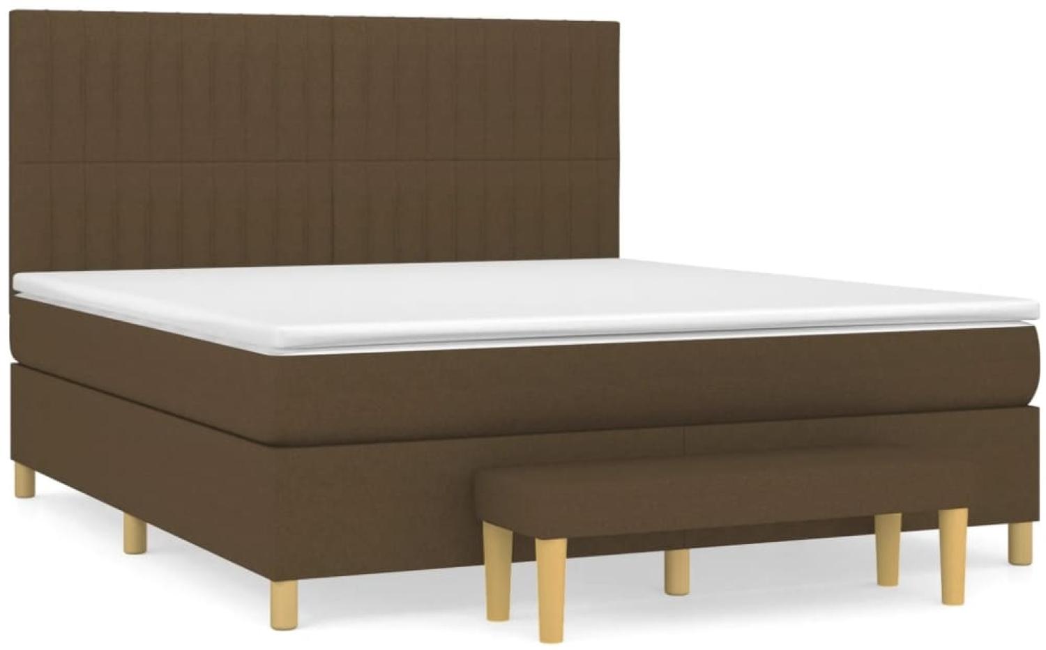 vidaXL Boxspringbett mit Matratze Dunkelbraun 180x200 cm Stoff 3137336 Bild 1