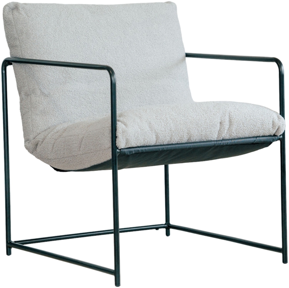 Dmora Sessel Appare, Sessel mit Bouclé-Stoff bezogen, gepolsterter Stuhl, Sitz mit Metallarmlehnen, 61x67h75 cm, Grau Bild 1