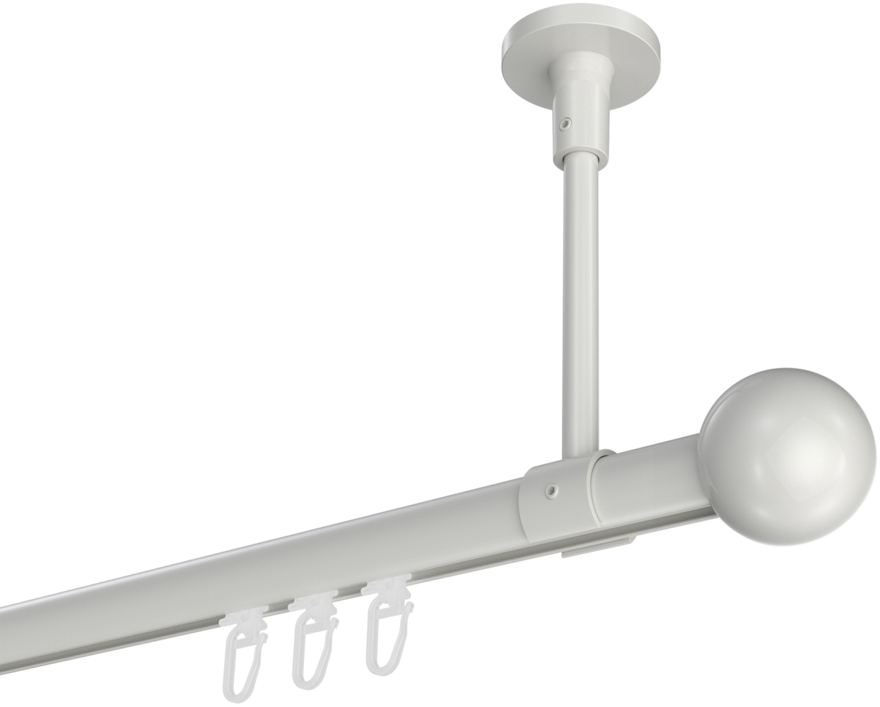 Innenlauf-Gardinenstangen-Set Sonette Luino 360 cm (geteilt in 2 x 180 cm), 1-läufig, 20 mm Ø Weiß Bild 1