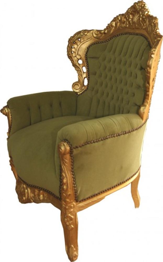 Casa Padrino Barock Sessel King Jadegrün / Gold 85 x 85 x H. 120 cm - Barock Möbel Bild 1