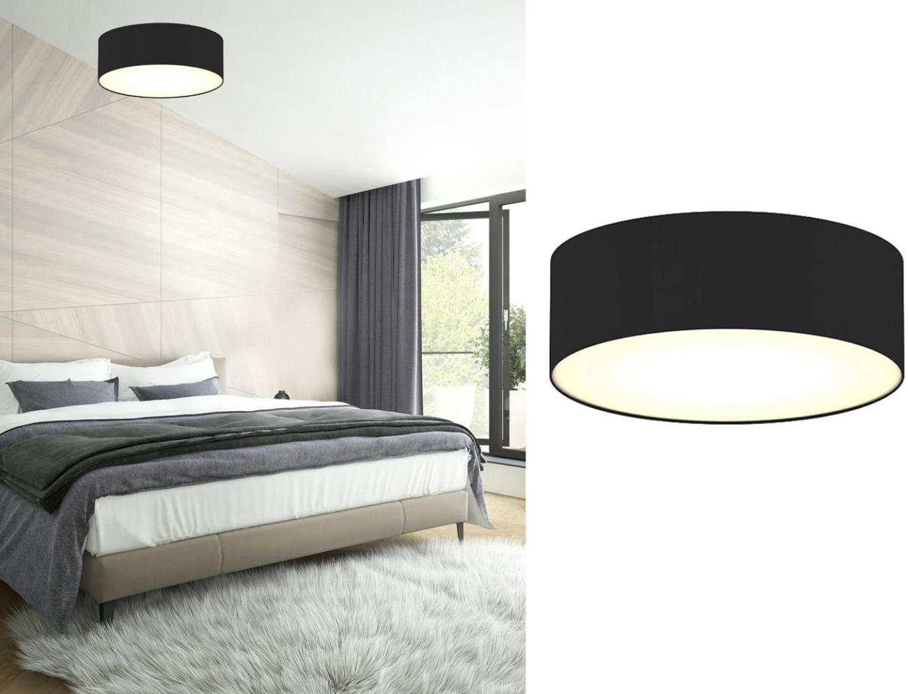 smartwares LED Deckenleuchte, Dimmfunktion, LED wechselbar, Warmweiß, mit Stoff Lampen-schirm Schwarz, Design-klassiker Treppenhaus, Ø 30cm Bild 1