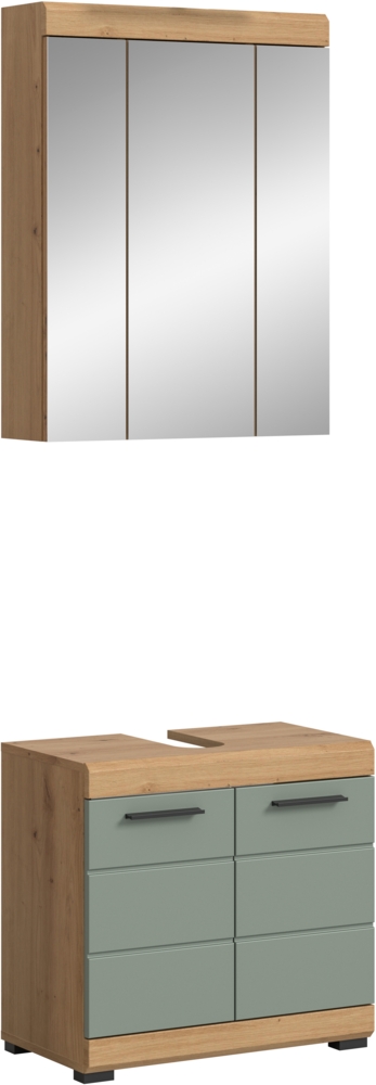 Xonox Scout Badkombination (B/H/T: 60x191x34 cm) in Salbei und Artisan Eiche Nachbildung Bild 1