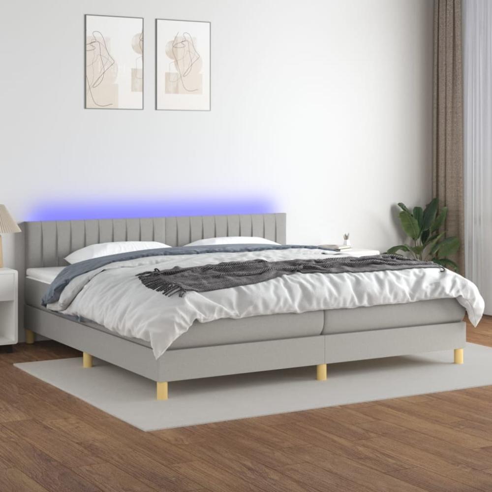 Boxspringbett mit Matratze & LED Stoff Hellgrau 200 x 200 cm, Härtegrad: H2 [3133901] Bild 1