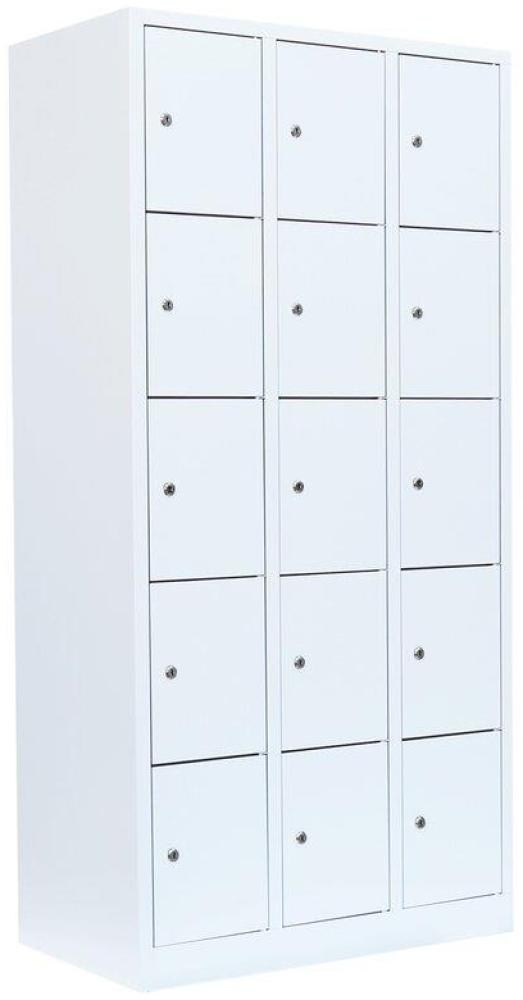 Schließfachschrank Wertfachschrank Fächerschrank Spind Umkleideschrank 15 Fächer-Spint Weiß 520537 Bild 1