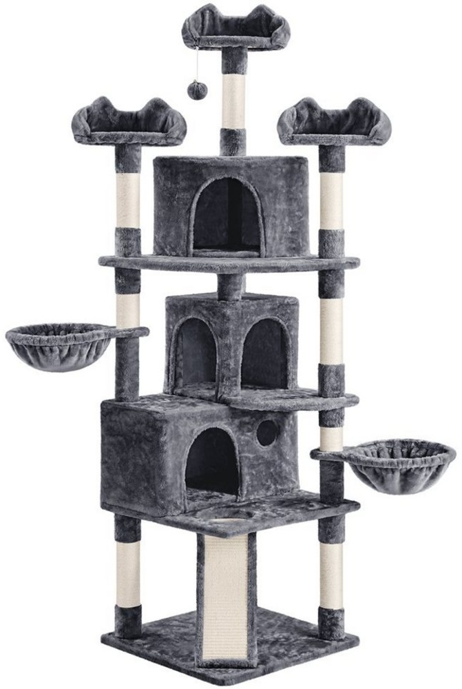 Yaheetech Kratzbaum Katzenbaum 194 cm(H), Kletterbaum mit 3 Aussichtsplattform & 2 Liegemulden & 3 Höhlen Bild 1