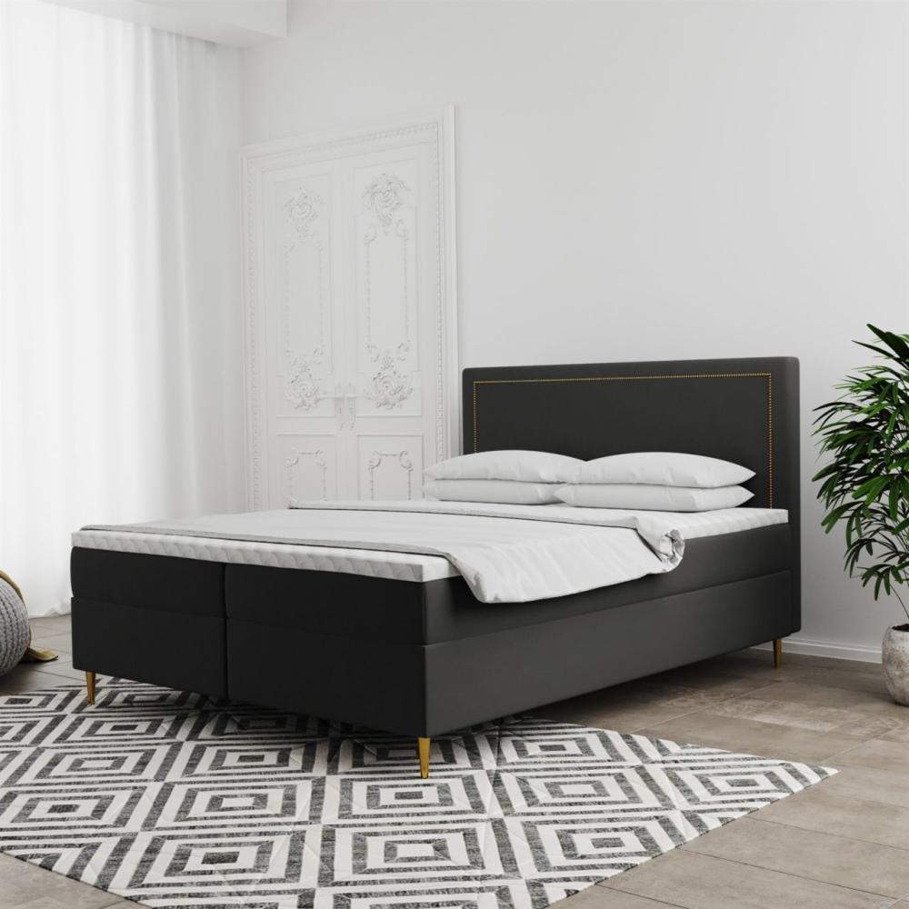 Boxspringbett Schlafzimmerbett LUCIEN 120x200cm in Stoff Soro Anthrazit Bild 1