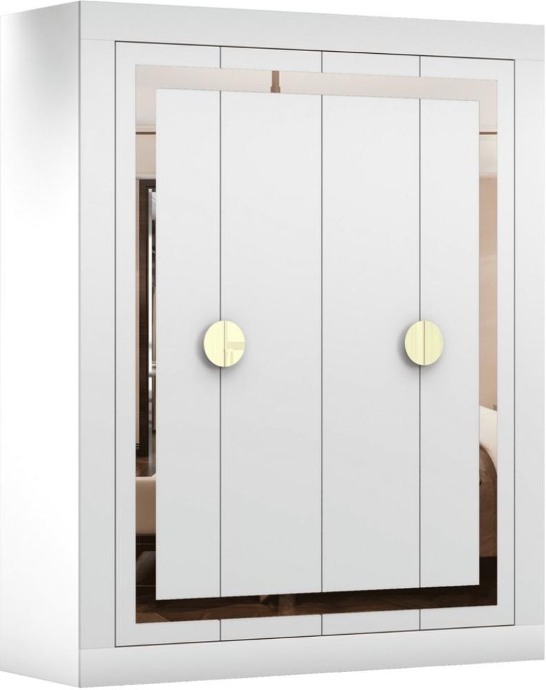 MOEBLO Drehtürenschrank Lumine 1 - 200 cm (Kleiderschrank Schrank Garderobe Schlafzimmer Weiß + Gold) Bild 1