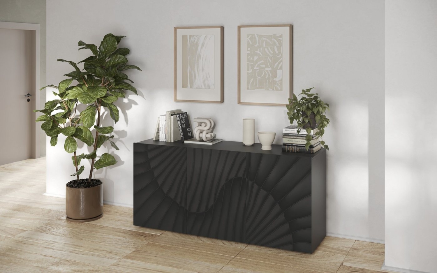 INOSIGN Sideboard Snake Breite 181 cm, moderne Kommode mit 3 Türen, Anrichte mit viel Stauraum, Front mit besonderem Siebdruck Bild 1