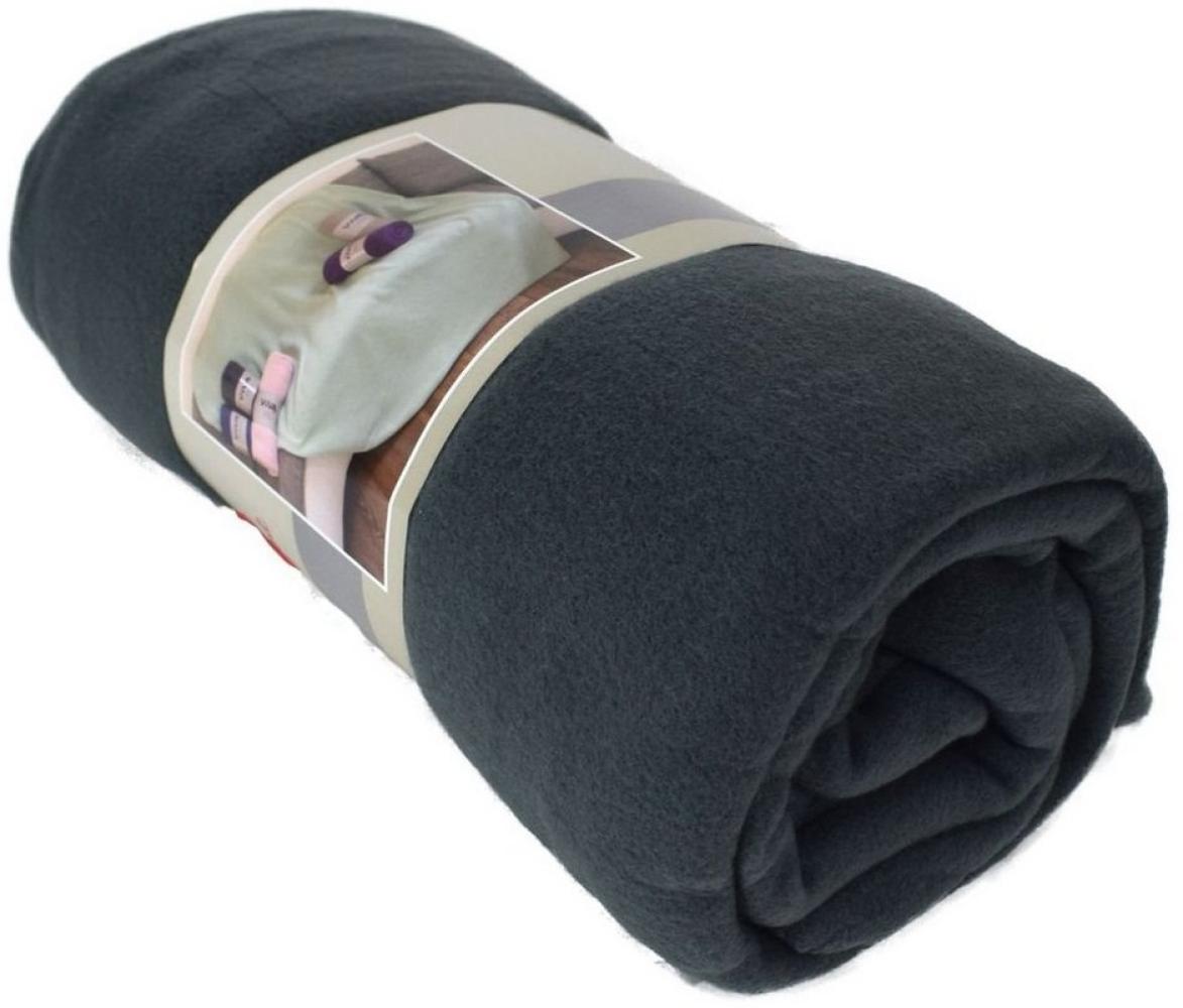 Fleecedecke Polarfleece versch. Unifarben 130x170cm Wohndecke Schlafdecke Decke anthrazit Bild 1