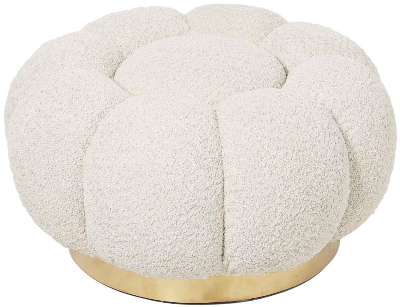 Pouf Florel aus Boucle-Stoff, Natur, 65x65x35 cm Bild 1