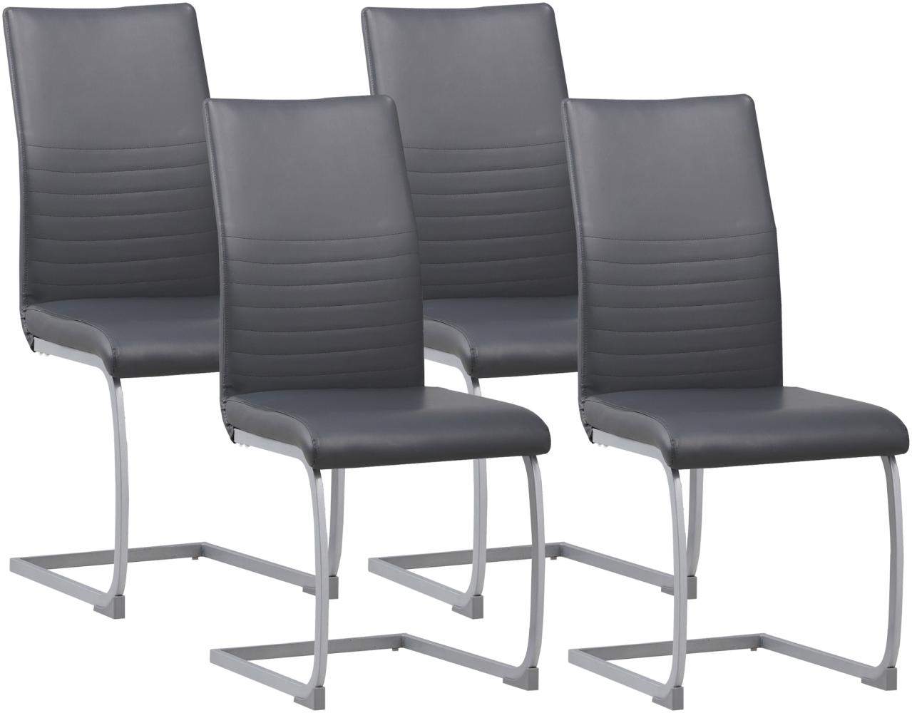 Albatros Freischwinger Stühle 4er Set MURANO, Grau - Esszimmerstuhl Schwingstuhl, modernem Design, Kunstleder-Bezug, dicke Polsterung - Küchenstuhl, Polsterstuhl, Stuhl Esszimmer Esstisch Bild 1