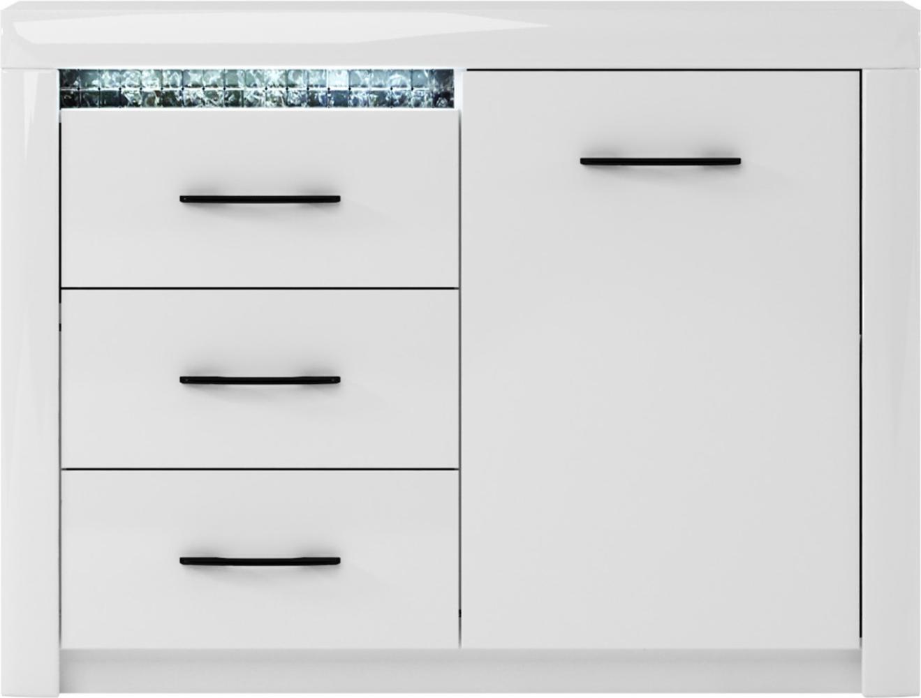 Sideboard >Viola< in Hochglanz Weiß/Echtes Glas Mosaik - 110 x 82 x 42,3 (BxHxT) Bild 1