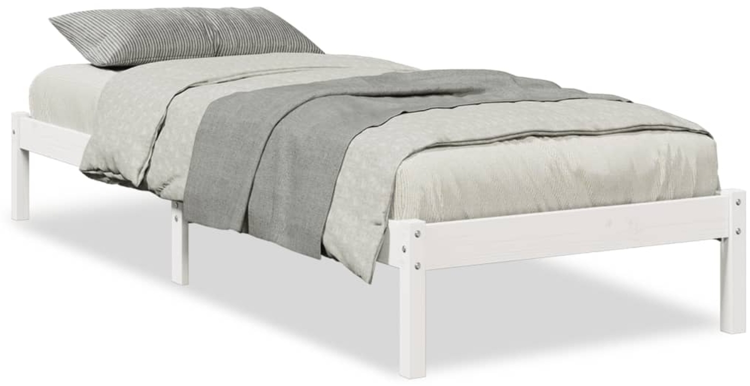 vidaXL Massivholzbett Extra Lang ohne Matratze Weiß 100x210 Kieferholz 852405 Bild 1