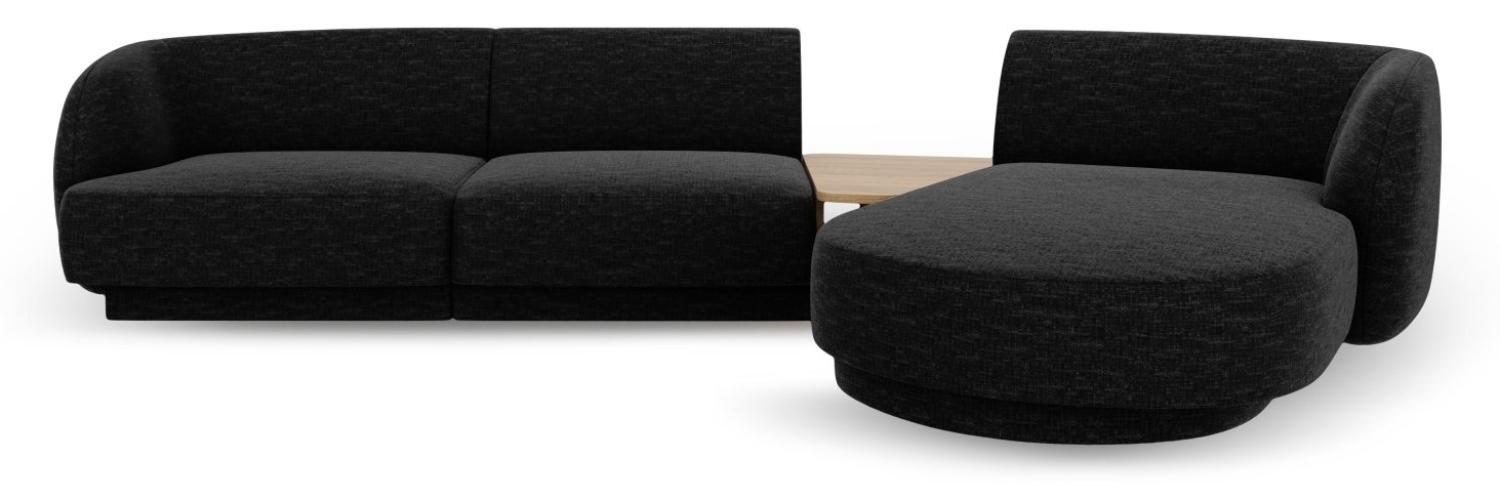 Micadoni Modulares Sofa Miley mit Recamiere 3-Sitzer Rechts Chenille Schwarz Bild 1