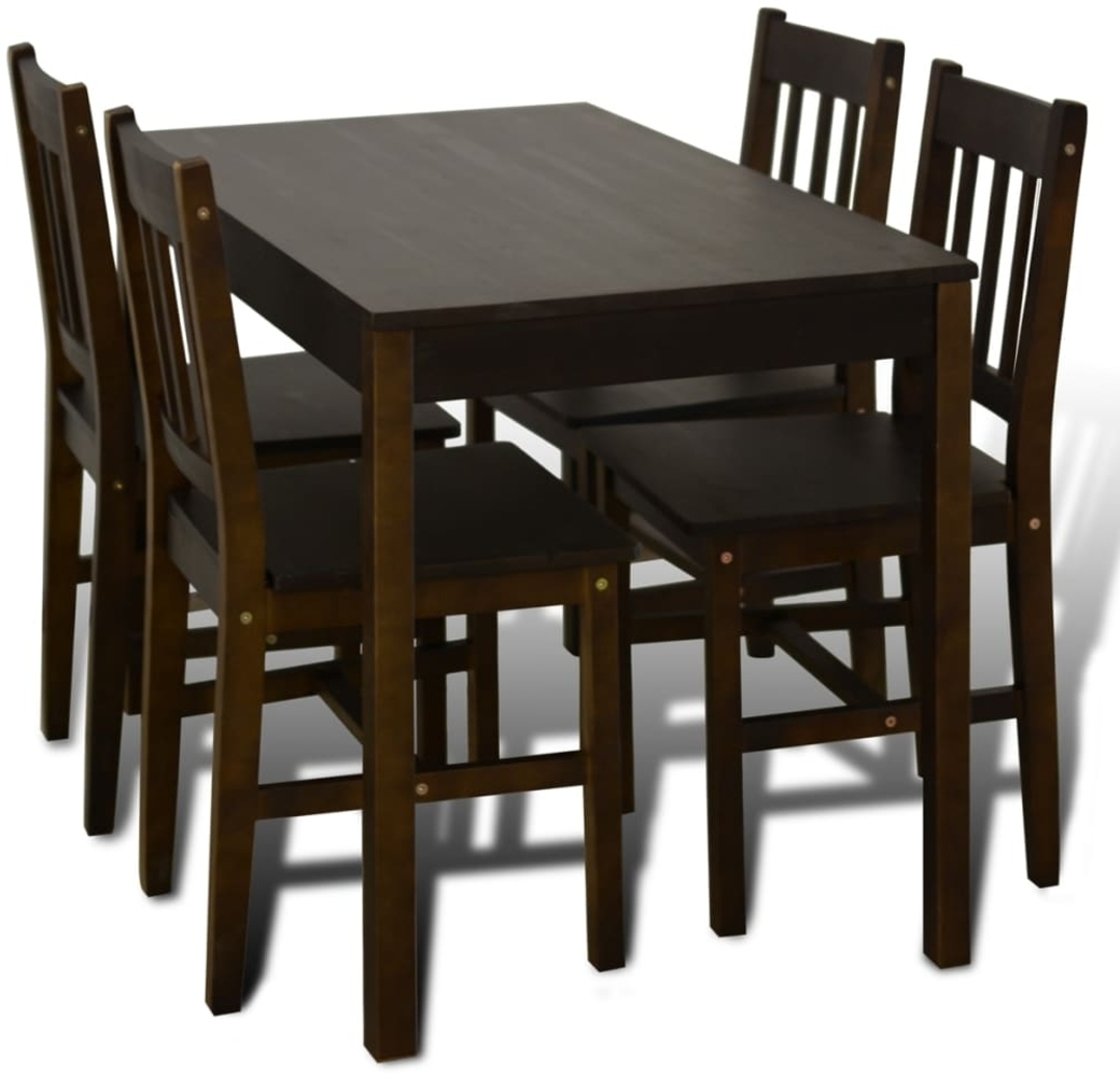 Esstisch Holztisch mit 4 Holzstühlen Esszimmerset braun 241221 Bild 1