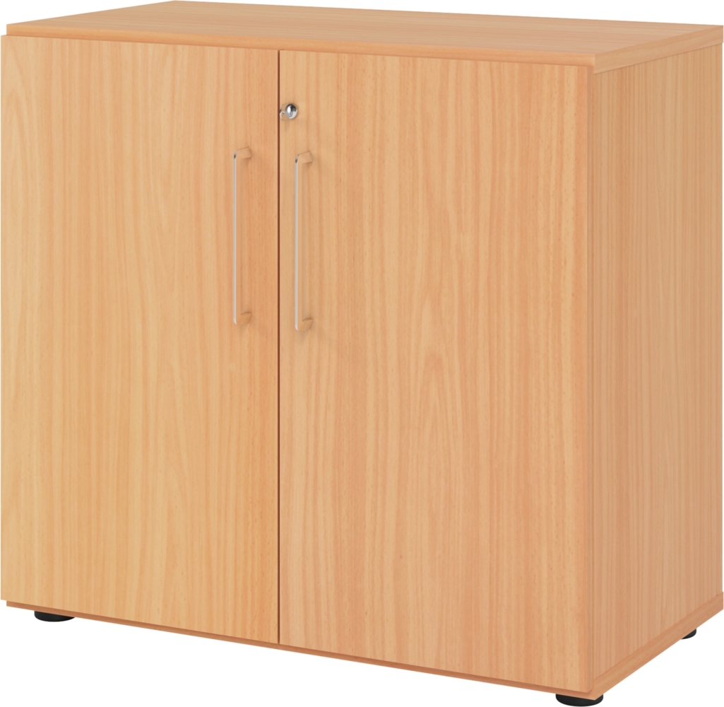 bümö Aktenschrank abschließbar, Büroschrank Holz 80cm breit in Buche - abschließbarer Schrank mit Aktenregal für's Büro & Arbeitszimmer, Büro Möbel Ordnerschrank mit Schloss, 928T2-6-6-BS Bild 1