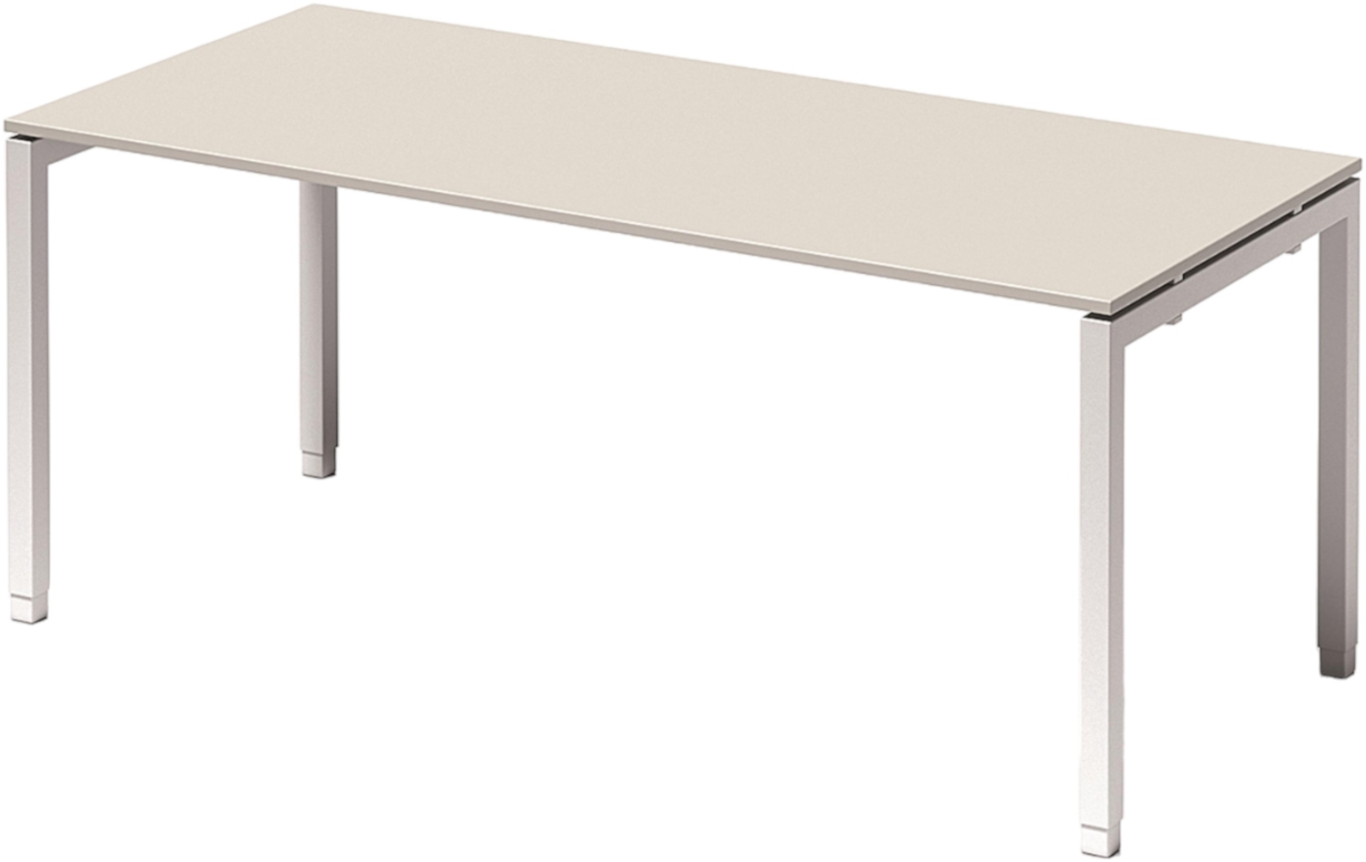 Bisley Cito höhenverstellbarer Schreibtisch 180x80 cm, Tischplatte in grau, Gestell in Weiß - PC Tisch für's Büro manuell höhenverstellbar, Computertisch verstellbar, DUH1808-GW-396 Bild 1