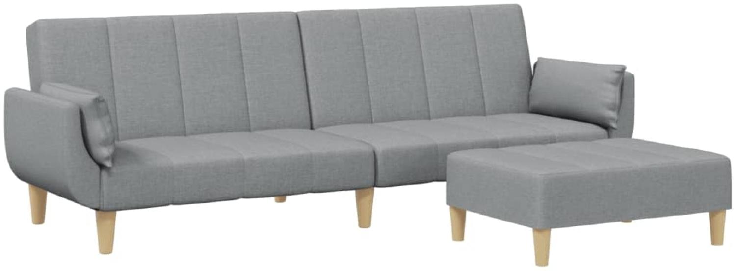 vidaXL Schlafsofa 2-Sitzer mit Fußhocker Hellgrau Stoff 3258141 Bild 1