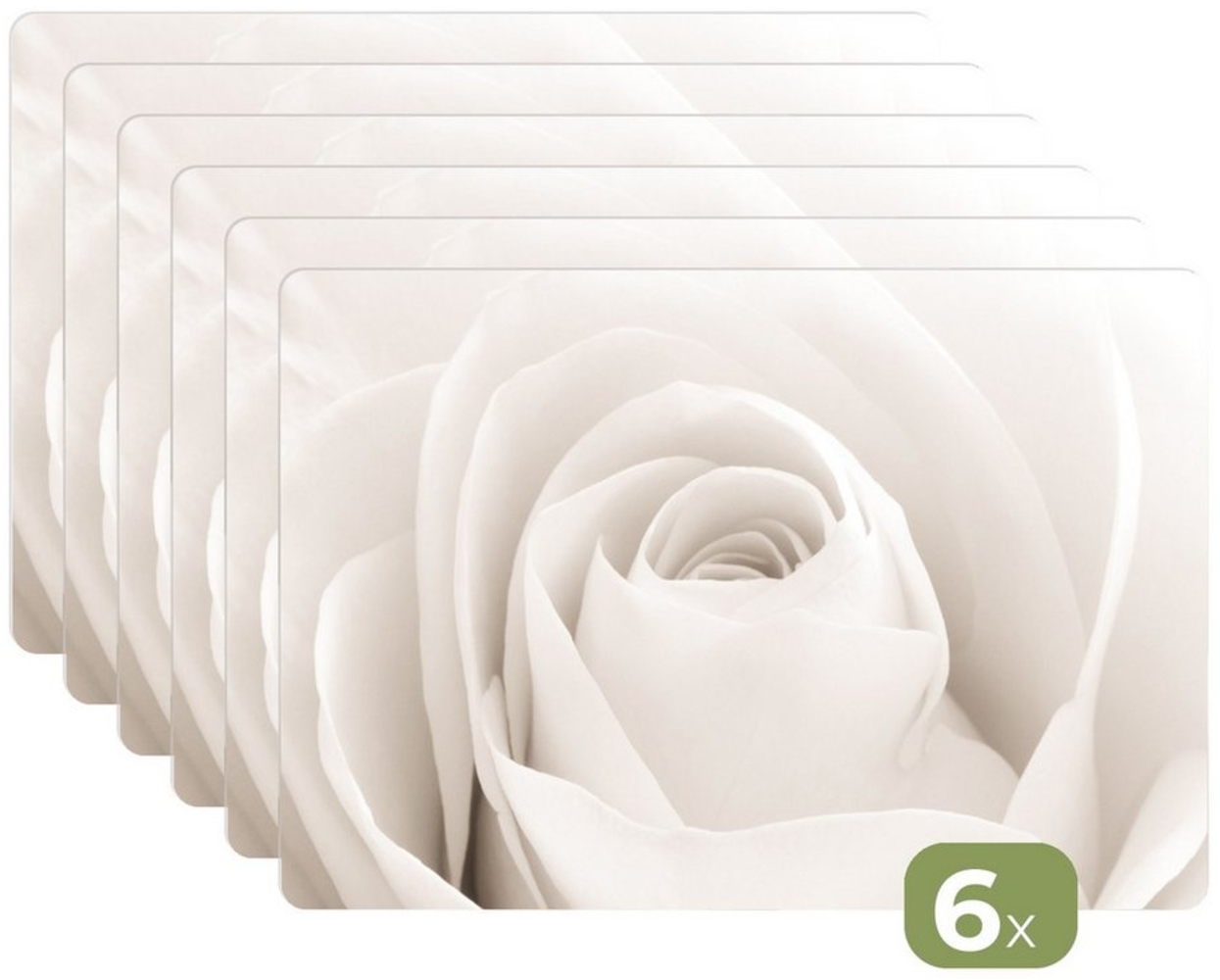 MuchoWow Platzset Rose - Weiß - Floral - Botanisch - Natur, (6-St), Platzsets, Tischset, Abwaschbar, Tischsets, Platzdeckchen Bild 1