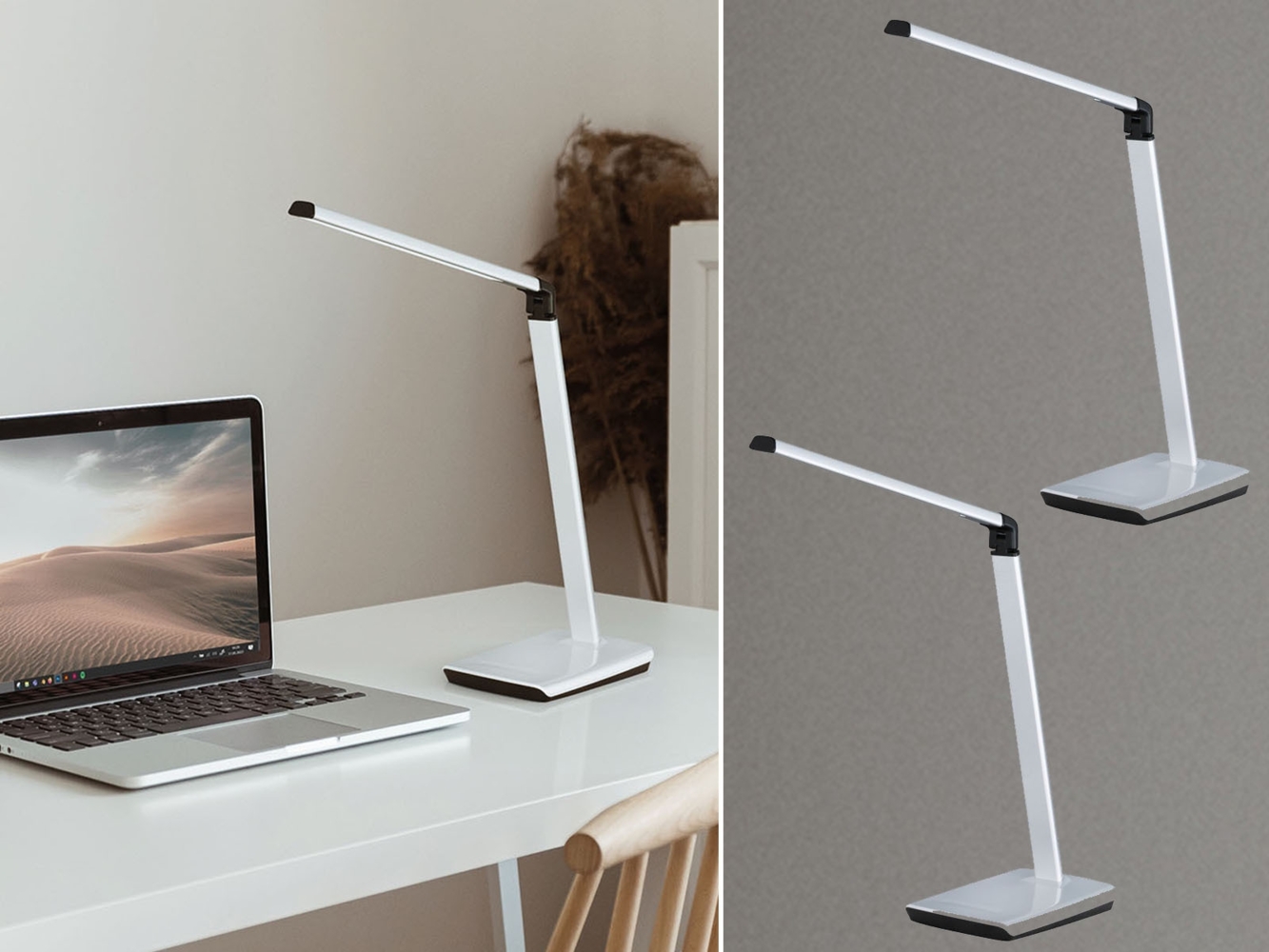 2er SET LED Schreibtischlampen Silber dimmbar & Tageslicht, Höhe 79cm Bild 1