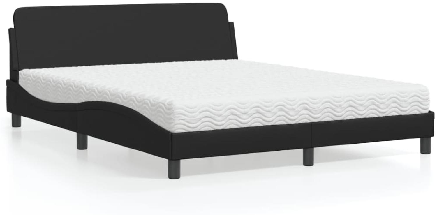 vidaXL Bett mit Matratze Schwarz 160x200 cm Kunstleder 3208437 Bild 1