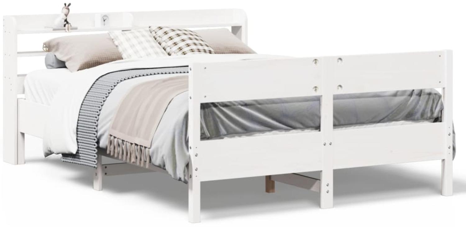 vidaXL Massivholzbett ohne Matratze Weiß 150x200 cm Kiefernholz 3306925 Bild 1