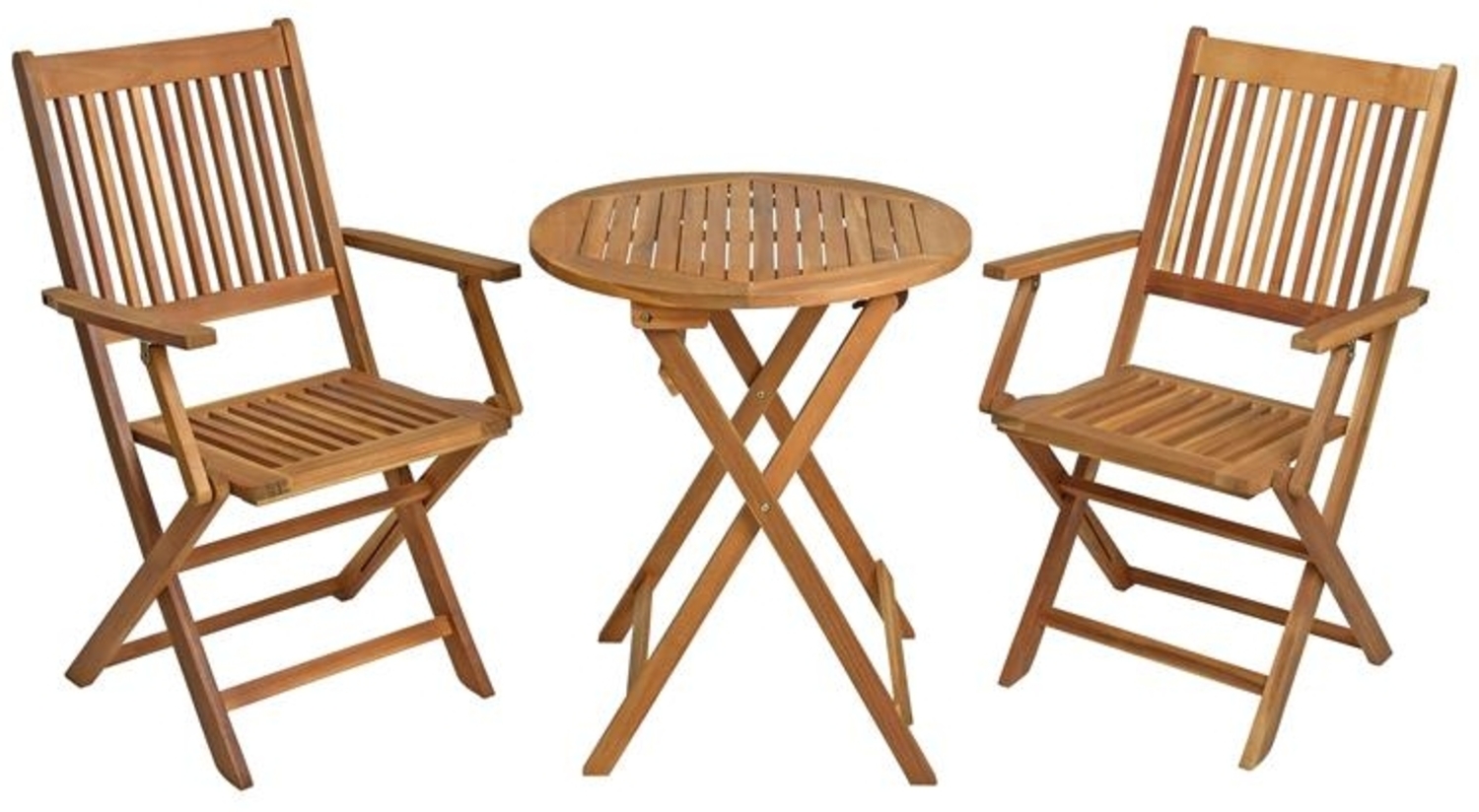 Balkonset Gartenmöbel Set Klappstühle mit Armlehne Klapptisch Ø 60cm Rund Akazie Bild 1