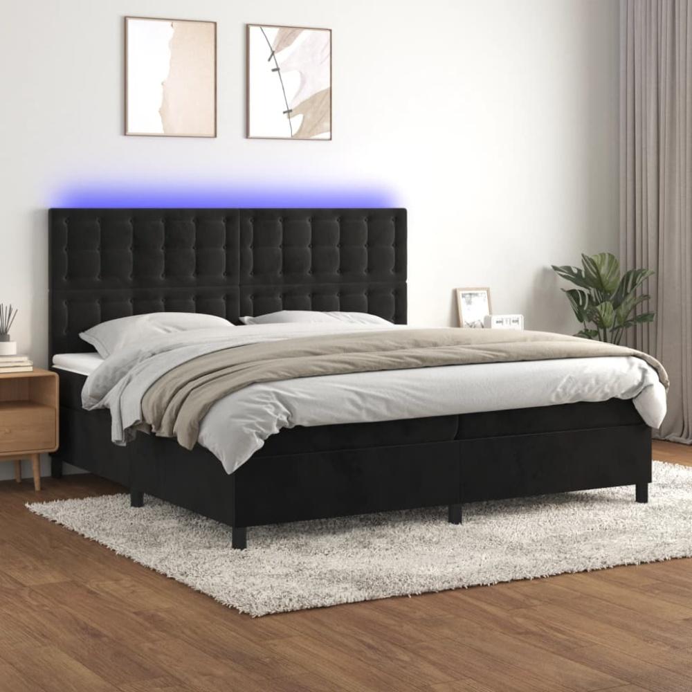 vidaXL Boxspringbett mit Matratze & LED Schwarz 200x200 cm Samt 3136385 Bild 1