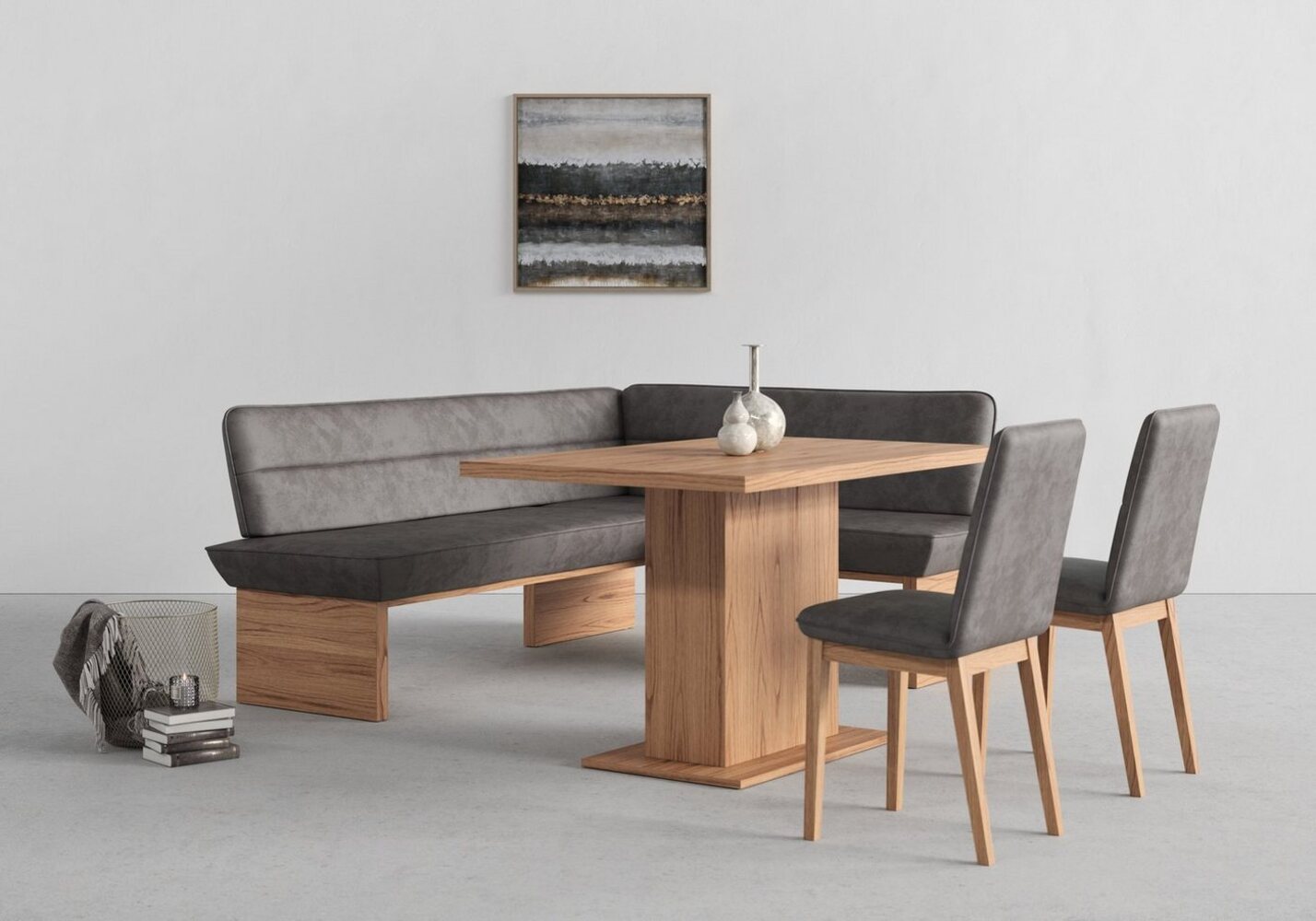 Home affaire Eckbankgruppe Beluna + Cross Essecke Sitzgruppe Eckbank Küchenbank BESTSELLER, (Set, 4-tlg, Eckbank, 2 Stühle und Tisch), Sitzgruppe Esszimmer Stühle Tisch und Bank bequem gepolstert Bild 1