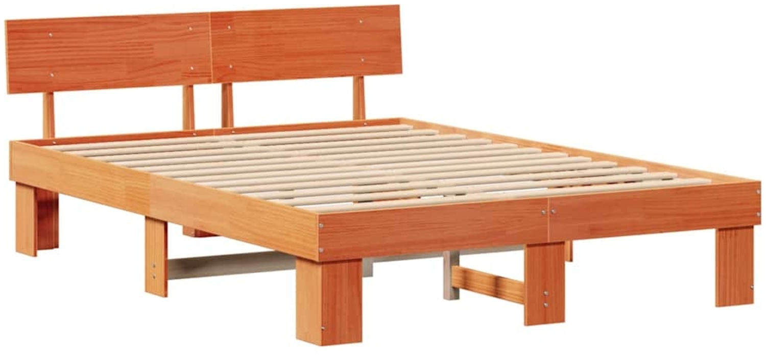 vidaXL Bettrahmen Wachsbraun 140 x 200 cm Massives Kiefernholz 872568 Bild 1