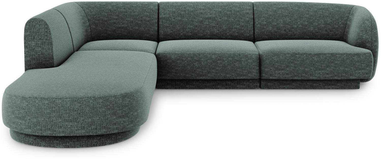 Micadoni 6-Sitzer Ecke links Sofa Miley | Beinfarbe Black Plastic, Petrol, Chenille Bild 1