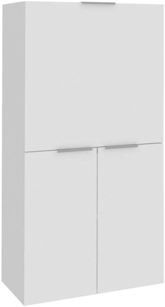 Dmora Schreibtisch Atroc, Mehrzweckmöbel mit Regalen und Arbeitsplatte, Mehrzweck-Bürotisch, platzsparender Schreibtisch mit mehreren Positionen, 100 % Made in Italy, 70 x 35 x 140 cm, glänzendes Weiß Bild 1