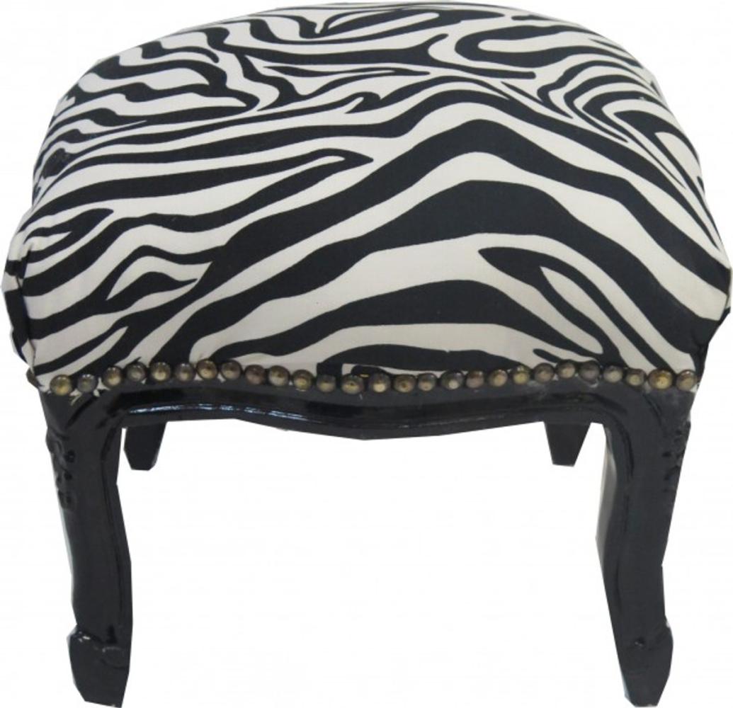 Casa Padrino Barock Fußhocker Zebra / Schwarz - Antik Stil Möbel - Hocker Bild 1