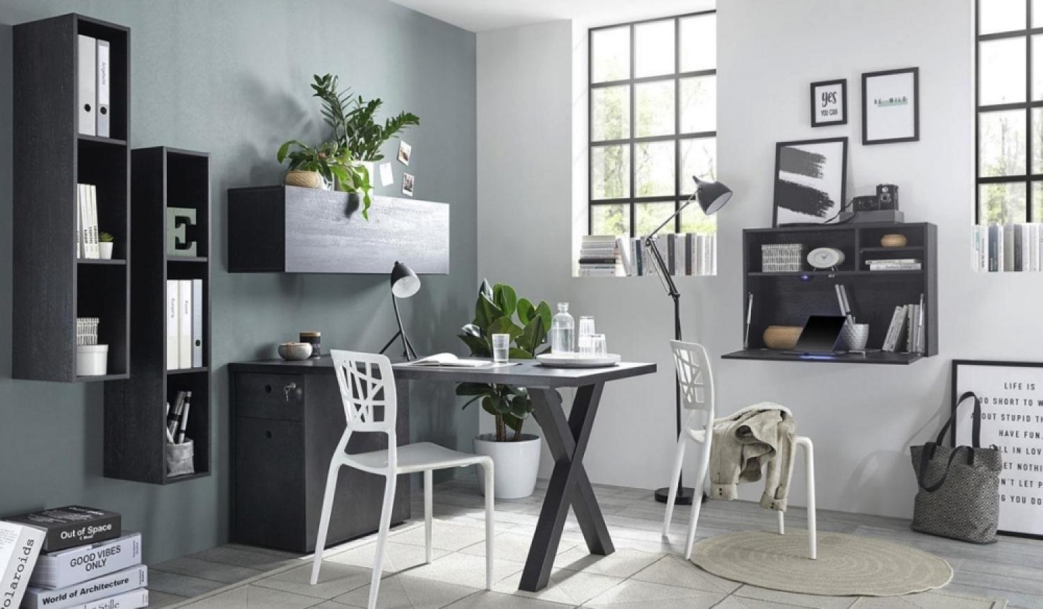 Hängeschrank OFFICE PLUS flamed wood black Sekretär 80 cm Bild 1