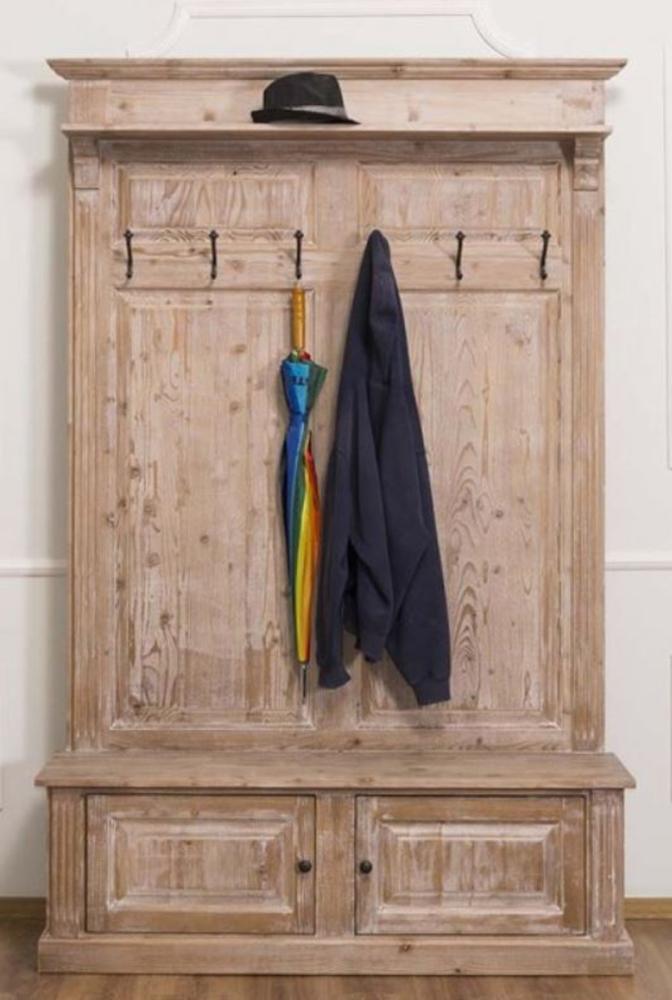 Casa Padrino Landhausstil Garderobe Naturfarben 140 x 41 x H. 210 cm - Massivholz Garderobenschrank - Landhausstil Garderoben Möbel Bild 1