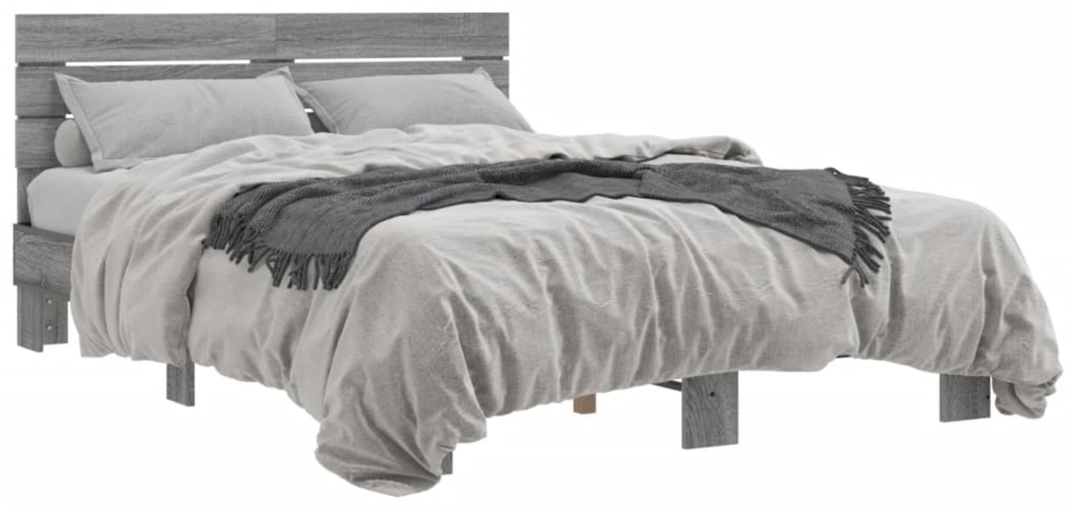 vidaXL Bettgestell Grau Sonoma 120x190 cm Holzwerkstoff und Metall 3280160 Bild 1